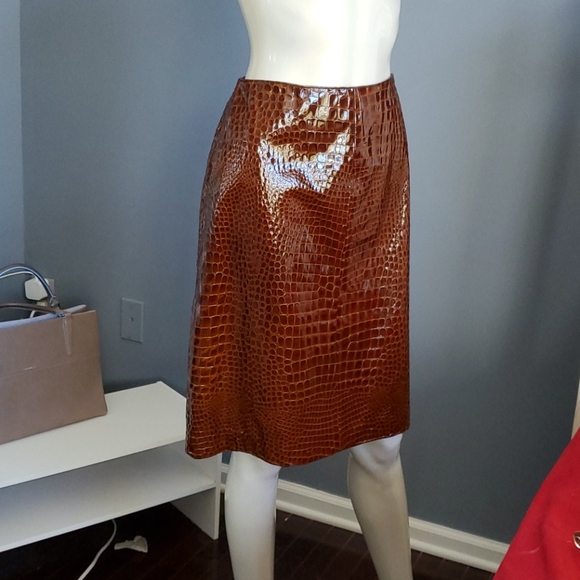 NWT VINTAGE JONES NY PATENT ALLIGATOR SKIRT, 8 - Picture 7 of 8